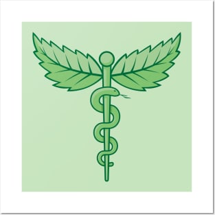 Caduceus with Leaves Posters and Art